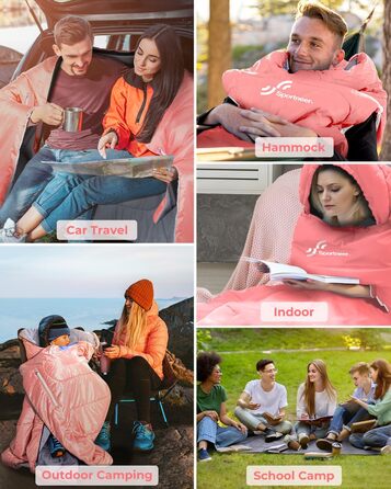 3-4 Season Sleeping Bag - Waterproof & Lightweight Sleeping Bag for Camping, Travel & Outdoor Activities - Adult Size (Pink)