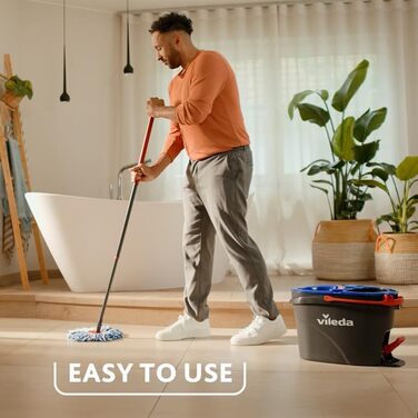 Vileda RinseClean Spin Mop System: мікрофібровий моп з відром, система віджиму, легке миття підлоги