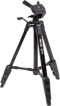 Штатив SLIK U884 4-ступінний компактний легкий складаний з алюмінію для DSLR/SLR камер Canon, Nikon, Sony з 3-сторонньою головкою для панорамної зйомки та сумкою - Чорний