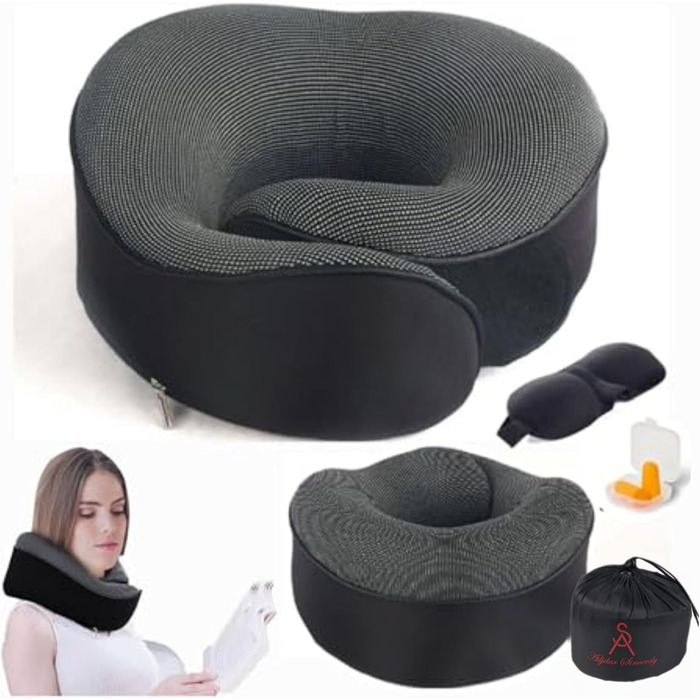 Подушка для подорожей Ergonomic – подушка для шиї з memory foam, підтримка голови та шиї, комфорт для тривалих подорожей літаком, потягом, автомобілем – ідеальна для відпочинку та сну