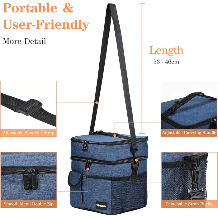 Термосумка Kato Tirrinia 17L для пікніка та подорожей (23 банки), темно-синя