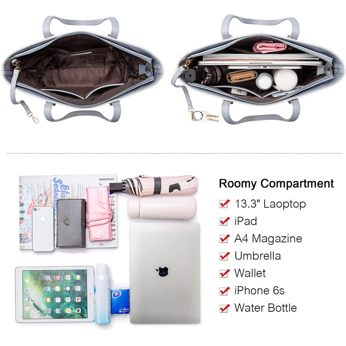 Сумка жіноча LOVEVOOK шопер, комплект 3 в 1, шкіра, сіро-темно-сіра