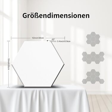 Акустичні гексагональні панелі для шумоізоляції самоклеючі, 24 шт (1.4м²), 230кг/м³, NRC 0.95, 100% поліестер, колір порцеляново-білий