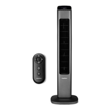 Турбовентилятор MEDION P15 TF з пультом керування: 5 швидкостей, тихий режим сну, 45 Вт, автоматичне гойдання 80°, LED дисплей (MD10809), колір антрацит