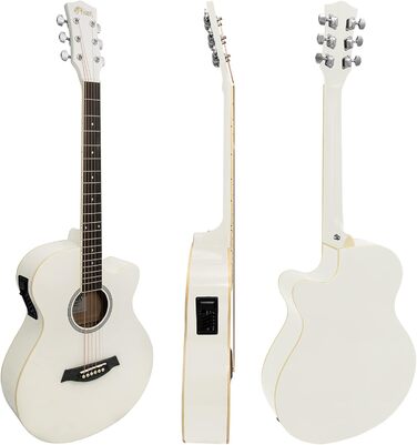 Електроакустична гітара TIGER ACG4-WH 4/4 для початківців з вбудованим 3-смуговим еквалайзером. Комплект: гіга-сумка, ремінь, запасні струни. Білий колір