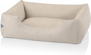 Лягушкове ліжко для собак BedDog Zara, м'яке ліжко-подушка для собак знімним та пральним чохлом, кошик для собак, собаче ліжко-диван, для маленьких собак, S L 70 x 55 x 18 см, світло-пісочний (світло-бежевий)