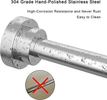 Телескопічна штанга для душу Siler 120-290 см, не потребує свердління, з нержавіючої сталі, висувна, регульована, для душу та ванни