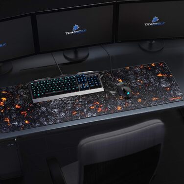 Миша для геймінгу TITANWOLF XXXL 1200x400 мм з малюнком Lava - великий килимок для миші, підвищена точність
