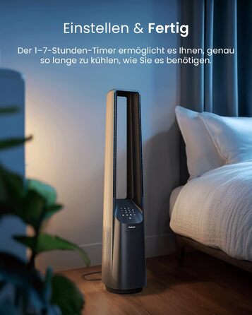 Вентилятор Pro Breeze 101см з ротором, Smart Home, Wi-Fi, LED дисплей, 6 швидкостей, тихий, 5 режимів, осциляція 60°, таймер 7год, чорний