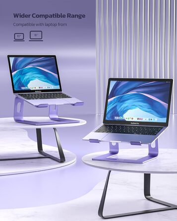 Підставка для ноутбука Nulaxy з алюмінію, ергономічна, з вентиляцією, сумісна з MacBook, Dell, HP, Samsung, Lenovo, 10-16 дюймів, сіра (фіолетова)