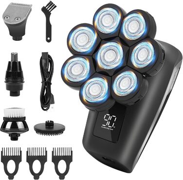 Електричний голчастий бритва OFFCUP для чоловіків, водонепроникний IPX6, з 9D головкою, LED дисплеєм та тримером для носа (5 в 1)