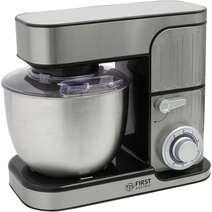 Кухонна машина TZS First Austria Profi Küchenmaschine 1300 Вт, 5 л, 6 швидкостей, з функцією замішування тіста, стаціонарна, нержавіюча сталь
