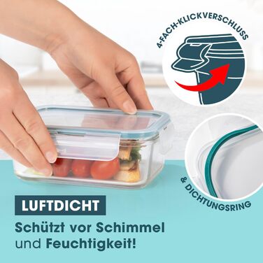 Набір контейнерів для зберігання їжі GOURMETmaxx Klick-it 6 шт. (0,9л) - сині, для Meal Prep, мікрохвильовки, морозилки, з силіконовою ущільнювальною кільцем