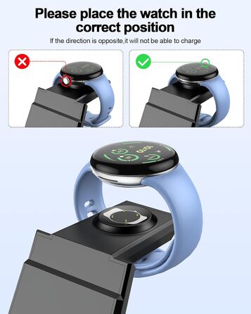 Бездротова зарядка NANAMI 3-в-1 для Google Pixel Watch 3/2, Fitbit Versa 4/3, Pixel 10 Pro/10/9/9a/8/7, Pixel Buds Pro 2 (Чорний)