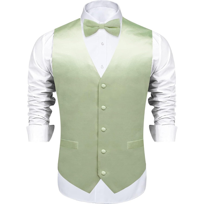 Жилет чоловічий DiBanGu з атласу та краваткою-метеликом, Salbeigrün (M) – для весілля та свят