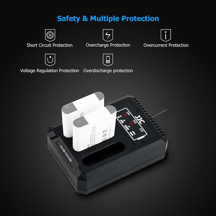 Зарядний пристрій JJC USB, трипортовий адаптер для камер Ricoh GRIII WG-6, Olympus Tough TG-6, TG-5, TG-4, TG-3, TG-2, TG-1, Stylus X-Z2 iHS, SP-100 та Olympus/Ricoh Olympus LI-90B/Ricoh DB-110