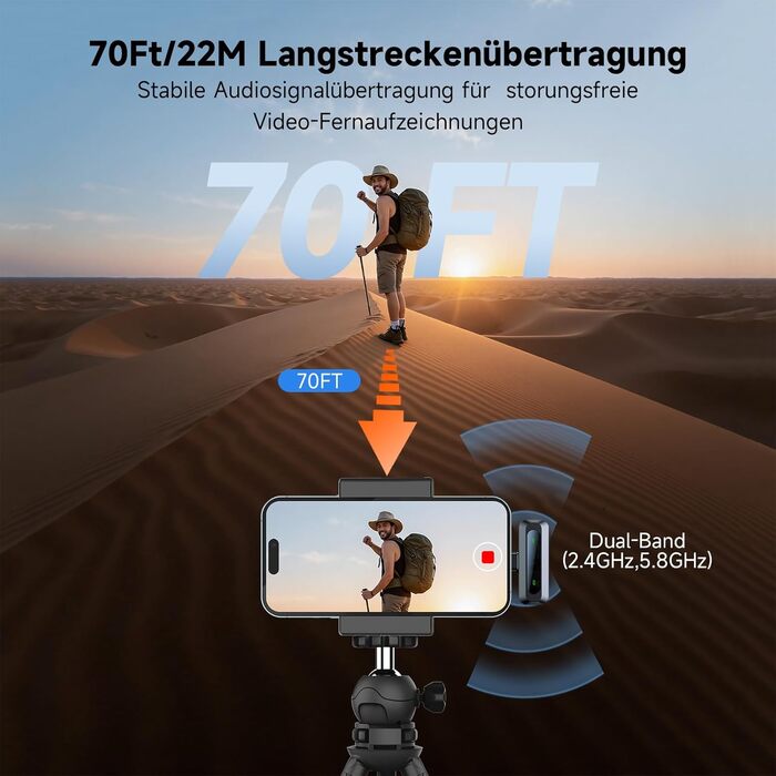 Портативний мікрофон для iPhone та USB-C, міні мікрофон з шумозаглушенням та LED-дисплеєм, ідеальний для Vlog та TikTok