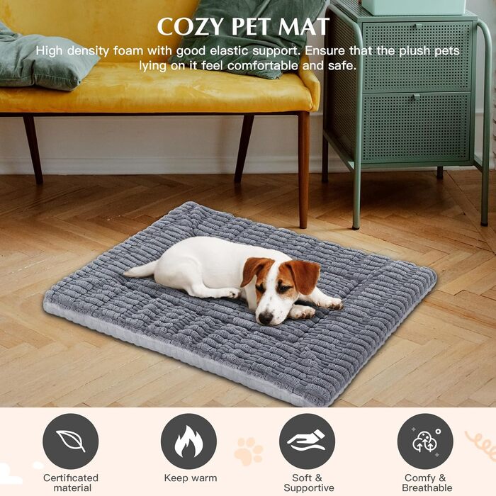 Лежанка для собак IEUUMLER, м'яка та тепла, з memory foam, 90x70 см (Сірий)