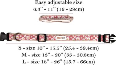 Pettsie Dog Collar with Bandana Cloth and Friendship Bracelet, Adjustable Sizes S, M, and L, Strong and Durable, Great Gift for Dog Lovers in Attractive Packaging, M, Pink