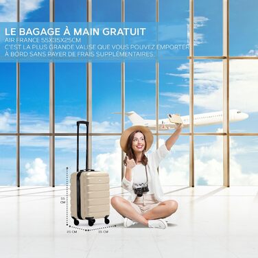 Чоткий валіза Flight Knight на 4 колесах, жорсткий корпус, ручна поклажа, сумісний з авіакомпаніями (British Airways, EasyJet), розмір 56x45x25 см (TSA)