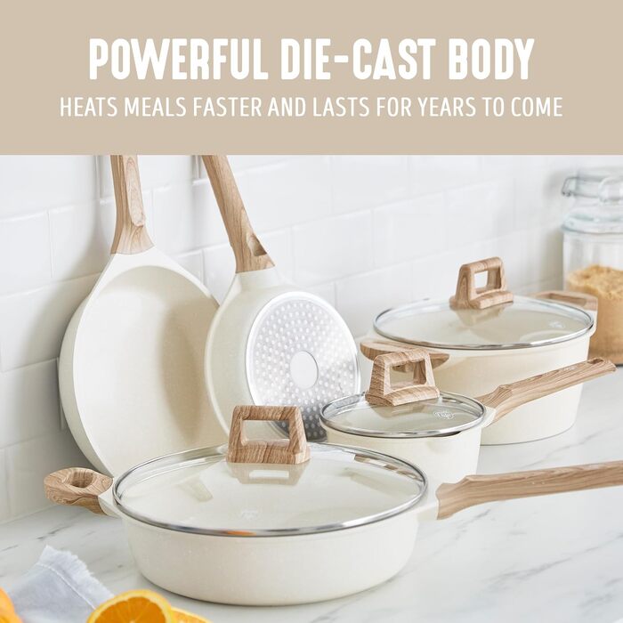 Набір посуду з керамічним покриттям 8 предметів, індукційний, без ПТФУ, безпечний, для кухні