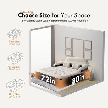 Надувний матрац RAPTAVIS Kingsize з підголівком та подушкою - ліжко для гостей, пляжу, кемпінгу