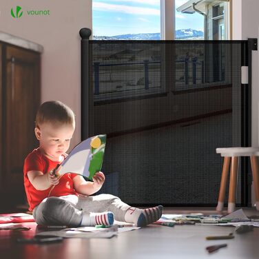 Захист для дитячих воріт, розтяжний, 0-180 см, Vounot. Захист від падіння для дітей, котів та собак. Чорний колір