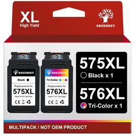 Картриджі для принтера Canon PG-575XL та CL-576XL від GREENSKY, комплект чорний та кольоровий, підвищена ємність