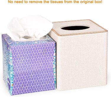 Скляна тканинна коробка BTSKY квадратної форми з декоративною золотою лінією - органайзер для серветок, бежевий