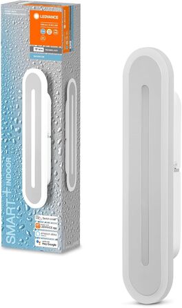 LEDVANCE Smart LED Bathroom Light white, 1200LM, 3000-6500K, 300mm x 70mm, IP44, Orbis Bath Wall Light, bathroom light with Wifi technology, dimmable, controllable via app and voice assistants