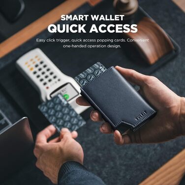 Картхолдер VULKIT RFID захист шкіряний, чоловічий та жіночий, з відділенням для грошей, магнітний замок, темно-синій