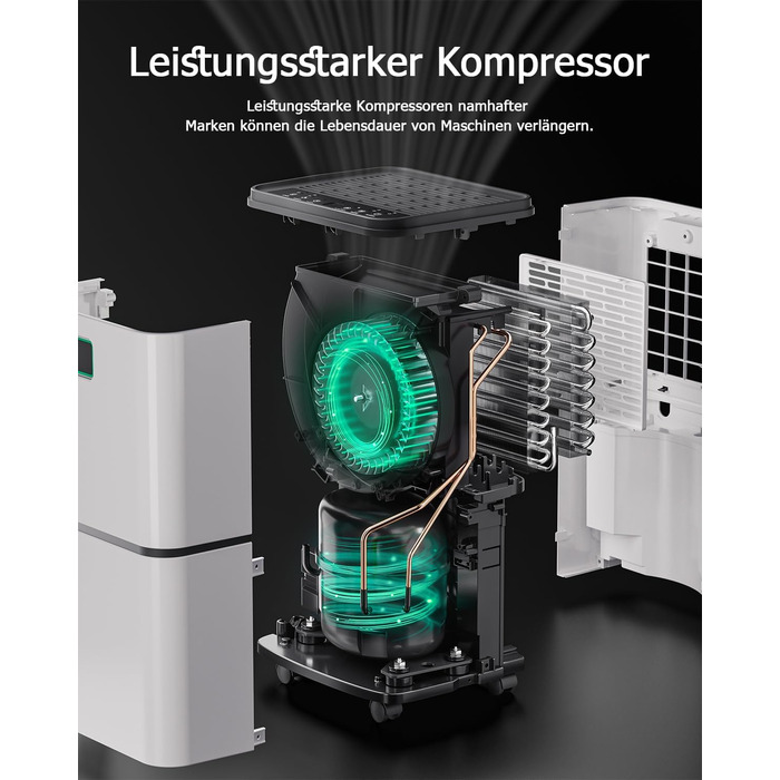 Електричний осушувач повітря 12л/24г з сенсорним керуванням, дисплеєм 3 кольорів та таймером 24г. Ідеальний для квартири, швидкого сушіння білизни, ванної кімнати та підвалу. Білий, 12л