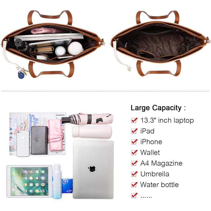 Сумка жіноча LOVEVOOK шопер шкіряний 3 в 1 бежево-коричнева, велика містка сумка на плече