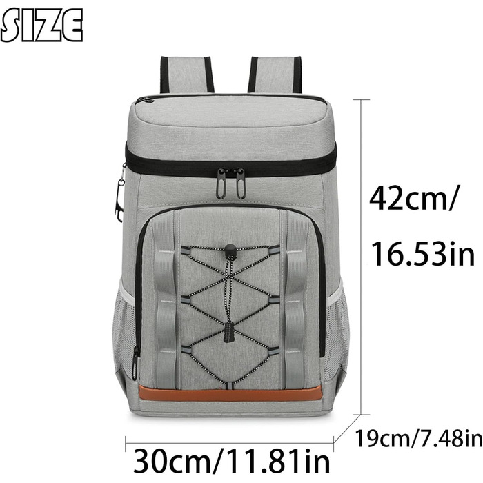 Терморюкзак-холодильник 30 л, велика місткість, для пікніка, пляжу, кемпінгу (світло-сірий)