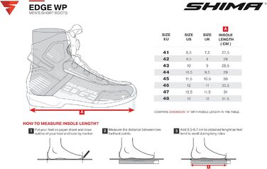 Мотоциклетні черевики SHIMA EDGE WP для чоловіків - водонепроникні, з Knöchelstütze та ATOP-застібкою, чорні, 43 EU