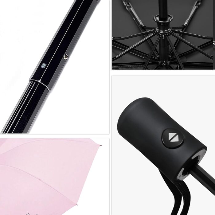 Зонт автоматичний штормостійкий з UV захистом, 8 ребер, легкий та міцний (білий, рожевий)