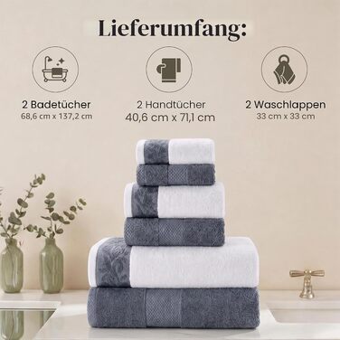 Набір махрових рушників Modern Threads з жакардовою вишивкою Filgree, 600 г/м², синій, стандартний розмір