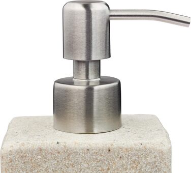 Дозатор для мила Relaxdays, 200 мл, наповнюваний, для ванної, туалету, кухні, з нержавіючої сталі, полірезин, бежевий