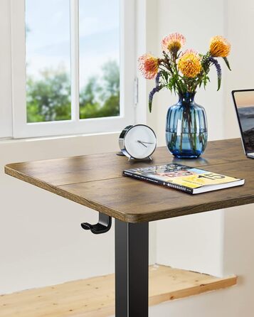 ErGear Electric Standing Desk 100x60cm - Vintage Wood Finish, Memory Height Adjustment for Home Office & Desk Connector Plate