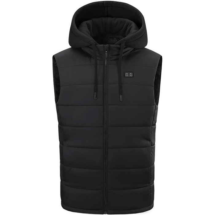 Чоловіча електрична жилетка з капюшоном, 15 зон нагріву, USB, чорна, 4XL