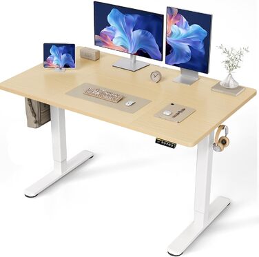 Claiks Electric Height Adjustable Desk 140x70cm - Standing Desk with Cable Management, Memory Function, & Ergonomic Design (FSC® Certified)