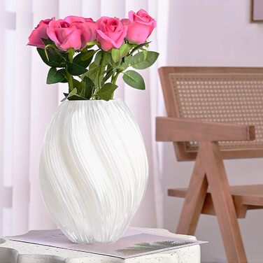 Скляна ваза для квітів Glas Blume, 24 см, сучасний мінімалістичний дизайн, ручної роботи, для дому, офісу, подарунок на весілля/новосілля (біла)