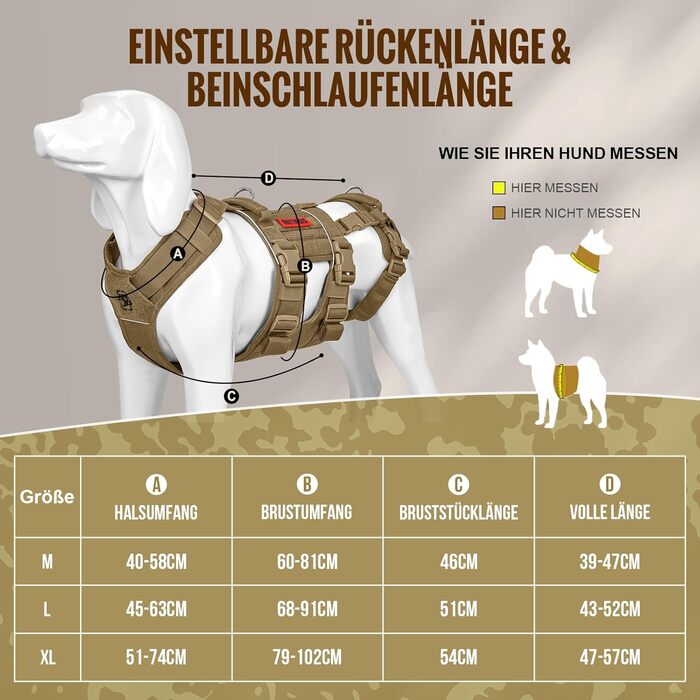 Шлейка для собак OneTigris SKYEWALKER з підтримкою, регульована підтримуюча шлейка з 2 ручками для собак середніх та великих розмірів, XL (M:14-27кг(Обіх:40-58см, Груди:60-81см)), Колір: Коричневий