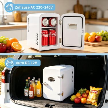 Міні-холодильник Citybee 4л з функцією охолодження та нагріву, 220V/12V – для дому, офісу, авто, кемпінгу (білий)