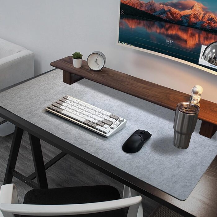 Підкладка під мишу з фетру 60x30 см, велика, сіра - захист столу та органайзер для дому та офісу