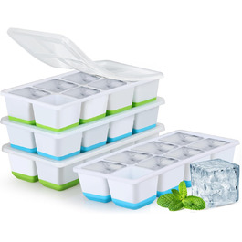 Форми для льоду JRISBO 2 шт. з кришкою, великі кубики льоду з силікону, BPA-free, LFGB-сертифіковані