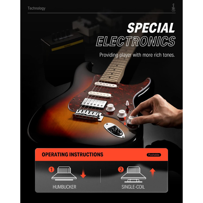 Електрогітара Donner DST-152S Sunburst: Початковий набір з підсилювачем, сумкою та аксесуарами