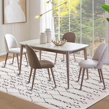 Килим для вітальні абстрактний великий, 120 x 160 см (160 x 200 см), короткий ворс, білий, бежевий/слонова кістка, для вітальні, спальні, їдальні