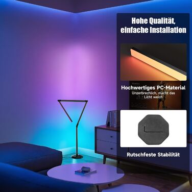 LED лампа Electight RGB для столу з регулюванням яскравості, 800 люмен, складний дизайн, пульт дистанційного керування та додаток, 16 мільйонів кольорів, 99 режимів, синхронізація з музикою та таймер, для читання, офісу та ігор (170см)