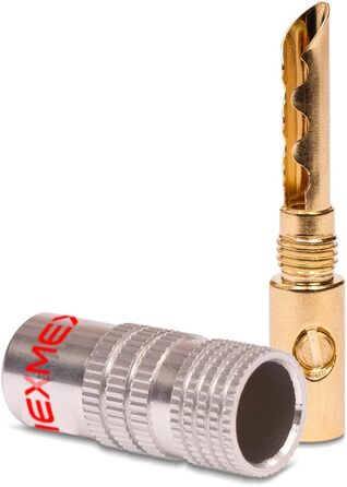 NEXMEX Бананові конектори 4мм - набір 4 шт. - Золото 24K - для акустичних кабелів - Hi-Fi аудіо